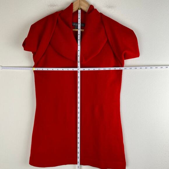 French Connection Cowl Sweater Size Large Red Long Sleeve Tunic Turtleneck - Picture 13 of 13